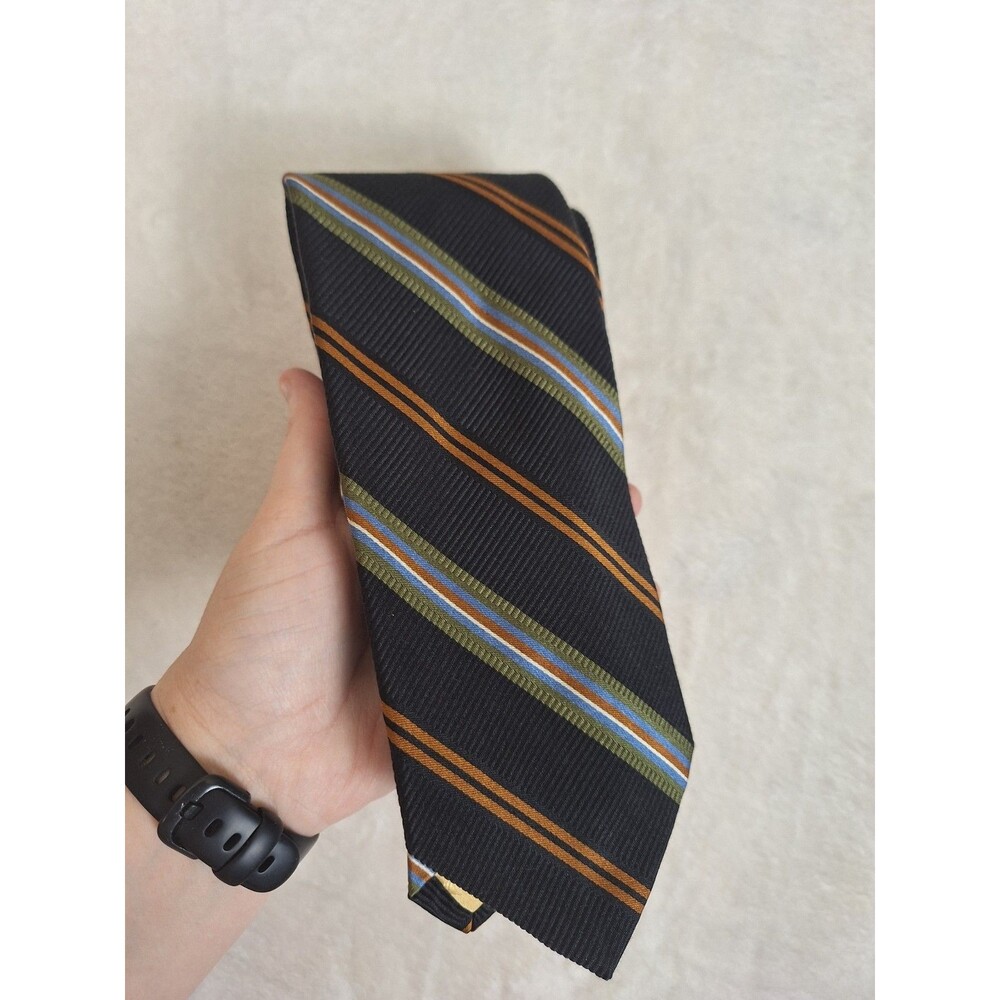Robert Talbott Nordstorm Black Striped Silk Neck Tie Hand Sewn USA VTG Textured